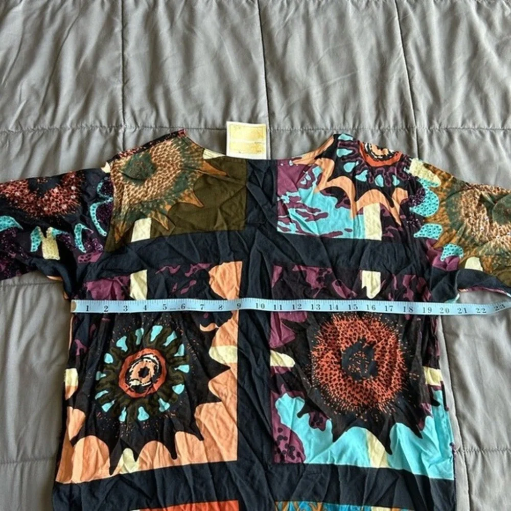 Deadstock beaded floral funky artsy aop long sleeve naca by milo M - Picture 5 of 6